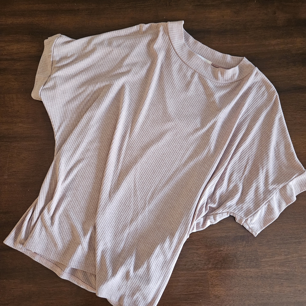 Casual Pink Ribbed Women's Top